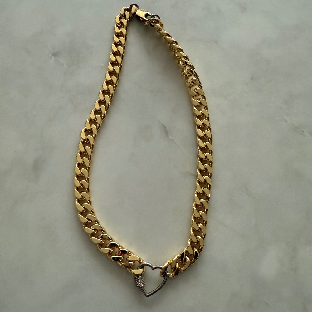 Dalmata gold heart chain necklace